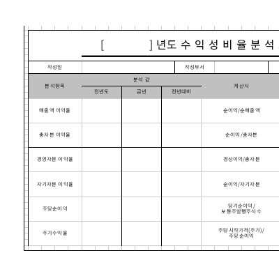 수익성분석표 수익성분석표
